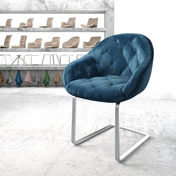 Křeslo Gaio-Flex Modrá Samet Cantilever Flat Nerezová Ocel
