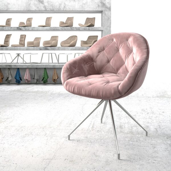 Otočná židle Gaio-Flex Rosé Samet Křížový rám Kuželová nerezová ocel