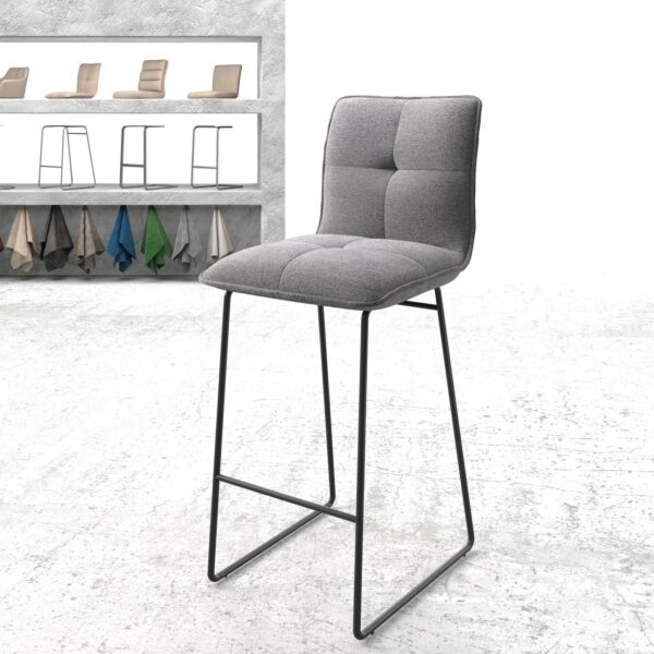 Barová židle Maddy-Flex texturovaná tkanina světle šedá kovový tenká podnož