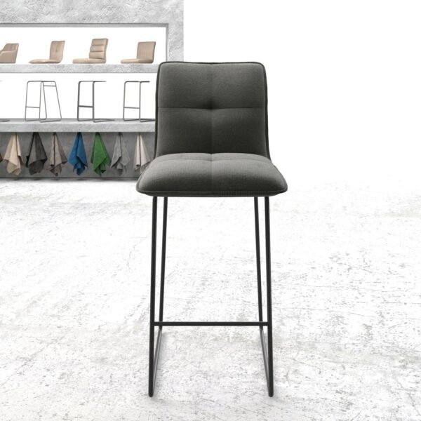 Barová židle Maddy-Flex texturovaná tkanina antracitová kovový tenká podnož