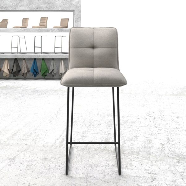 Barová židle Maddy-Flex plochá tkanina světle šedá kovový tenká podnož