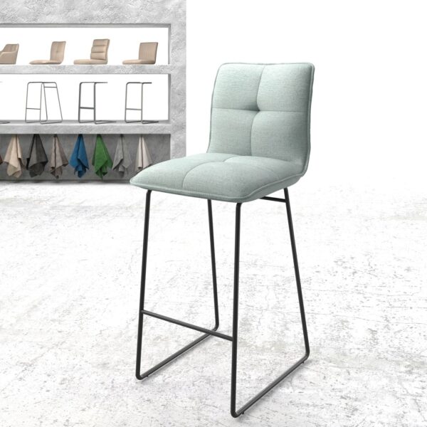 Barová židle Maddy-Flex plochá tkanina mentolová tenká podnož z kovu