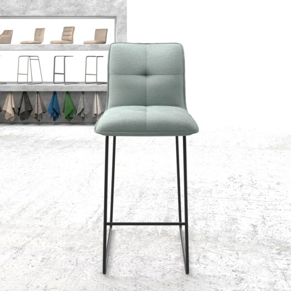 Barová židle Maddy-Flex plochá tkanina mentolová tenká podnož z kovu
