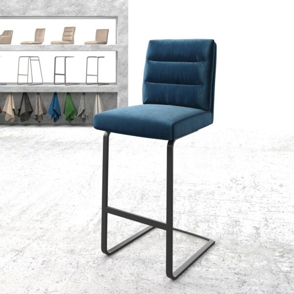 Barová židle Pela-Flex Velvet Blue Cantilever Flat Metal