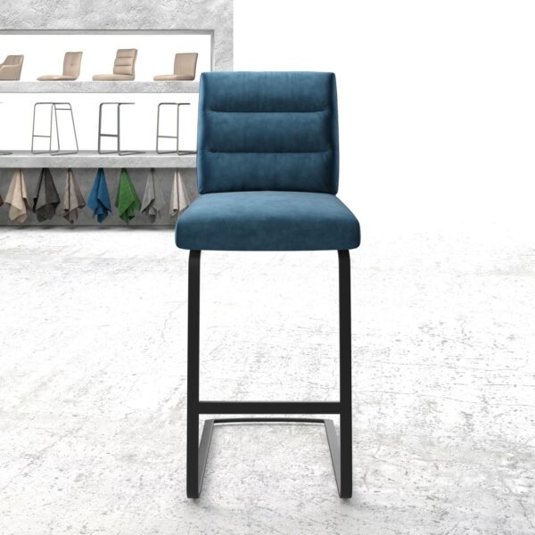 Barová židle Pela-Flex Velvet Blue Cantilever Flat Metal