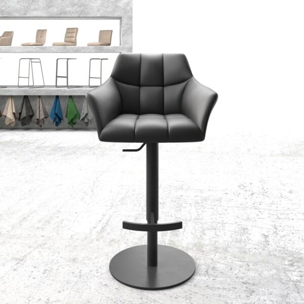 Barová židle Yulo-Flex Pravá kůže Černá otočná základna výškově nastavitelná kovová