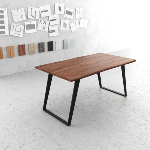Jídelní stůl Edge 160x90cm hnědá akácie kov černý šikmý