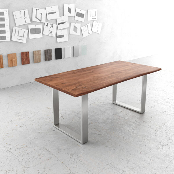 Jídelní stůl Edge 180x90cm hnědá akácie nerezová ocel úzká