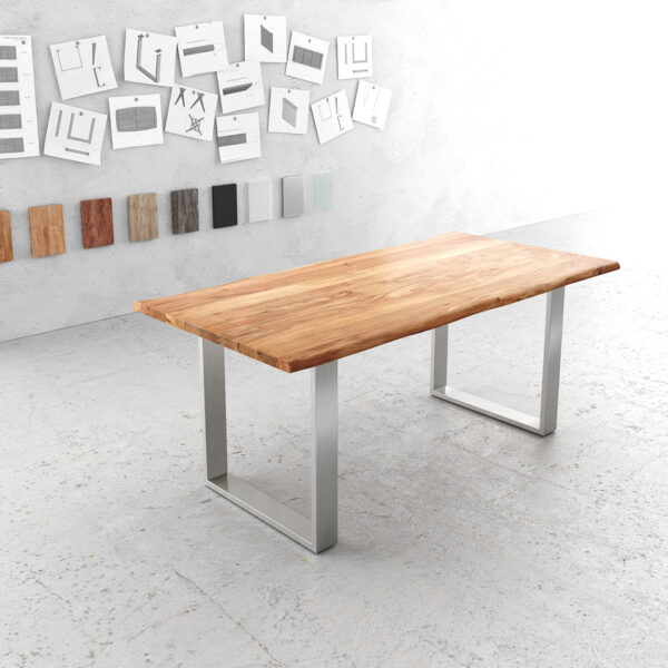 Jídelní stůl Edge 180x90cm přírodní akácie nerezová ocel úzká