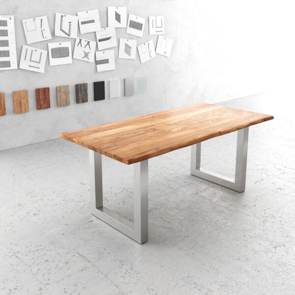 Jídelní stůl Edge 180x90cm přírodní akácie nerezová ocel široká