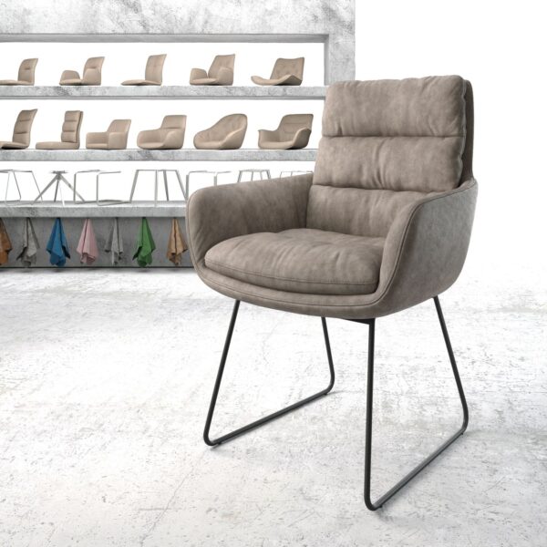 Jídelní židle Abelia-Flex s područkami Taupe Vintage Skid Rám Černá