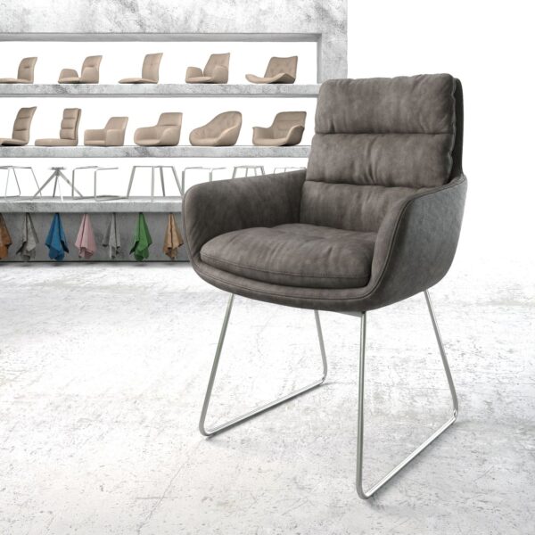 Jídelní židle Abelia-Flex s područkami antracit Vintage Skid Base nerezová ocel