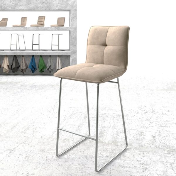 Barová židle Maddy-Flex béžový vintage tenká podnož z nerezové oceli
