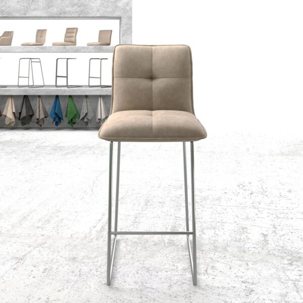 Barová židle Maddy-Flex béžový vintage tenká podnož z nerezové oceli
