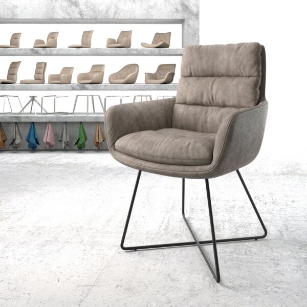 Jídelní židle Abelia-Flex s područkami Taupe Vintage X-frame Černá