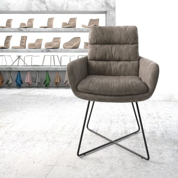 Jídelní židle Abelia-Flex s područkami Taupe Vintage X-frame Černá