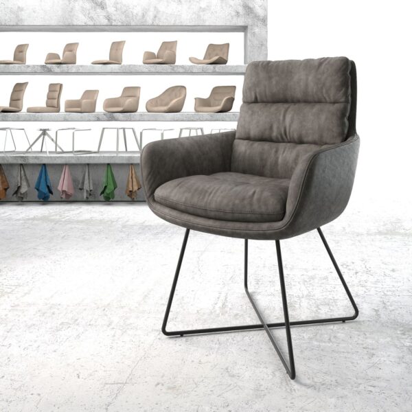 Jídelní židle Abelia-Flex s područkami antracit Vintage X-frame Černá