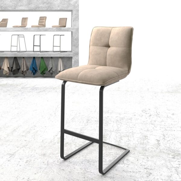 Barová židle Maddy-Flex béžová vintage kovová konzolová podnož