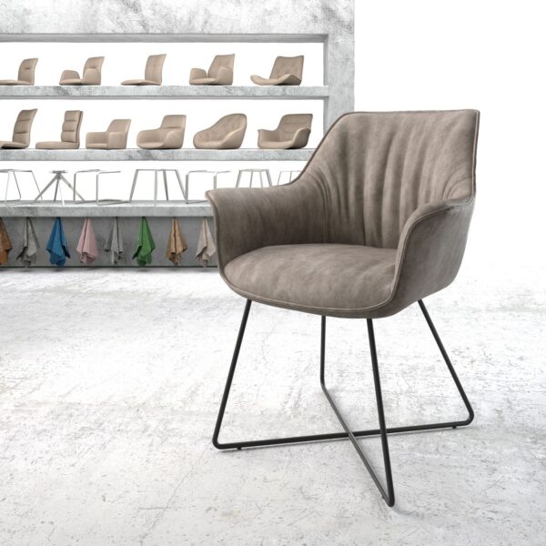 Jídelní židle Keila-Flex s područkami Taupe Vintage X-frame Černá