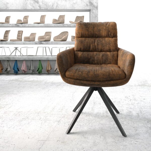 Otočná židle Abelia-Flex s područkami Hnědá Vintage Cross Rám angular Černá