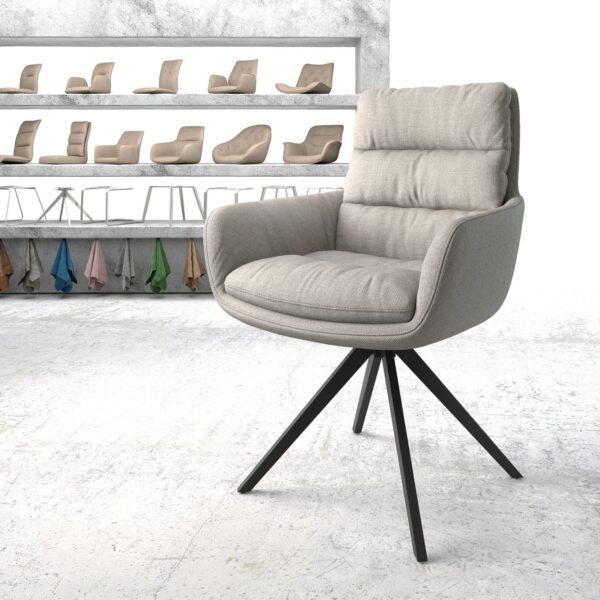 Otočná židle Abelia-Flex s područkami Stripes Světle Šedá Cross Rám angular Černá