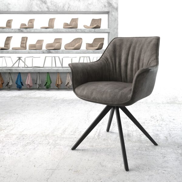 Otočná židle Keila-Flex s područkami Anthracite Vintage Cross Rám angular Černá