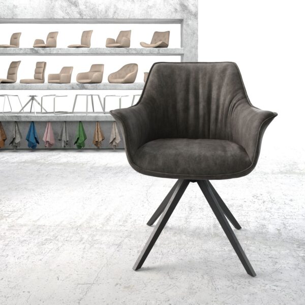 Otočná židle Keila-Flex s područkami Anthracite Vintage Cross Rám angular Černá