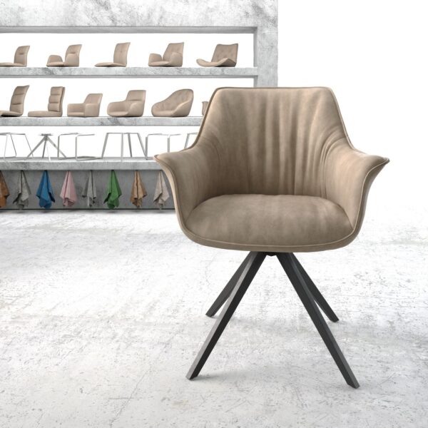 Otočná židle Keila-Flex s područkami Béžová Vintage Cross Rám Edged Černá