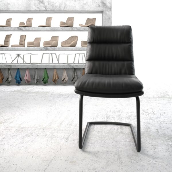 Jídelní židle Abelia-FlexPravá Kůže Černá Cantilever Round Černá
