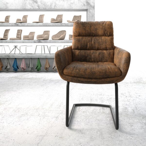 Jídelní židle Abelia-Flex s područkami Hnědá Vintage Cantilever Round Černá