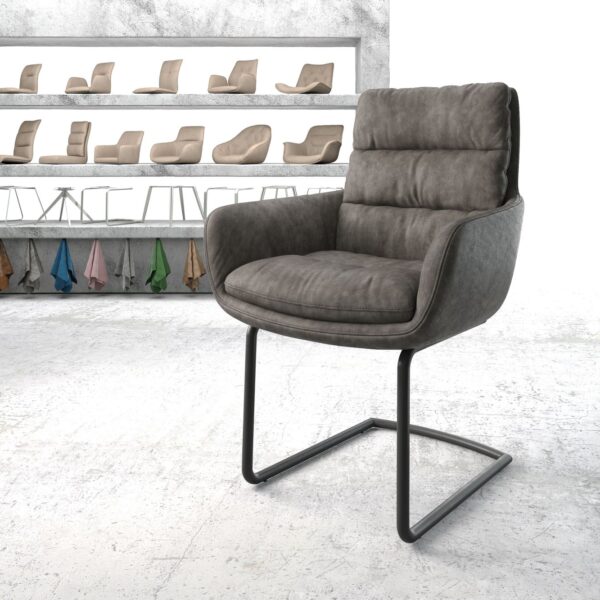 Jídelní židle Abelia-Flex s područkami Anthracite Vintage Cantilever Round Černá