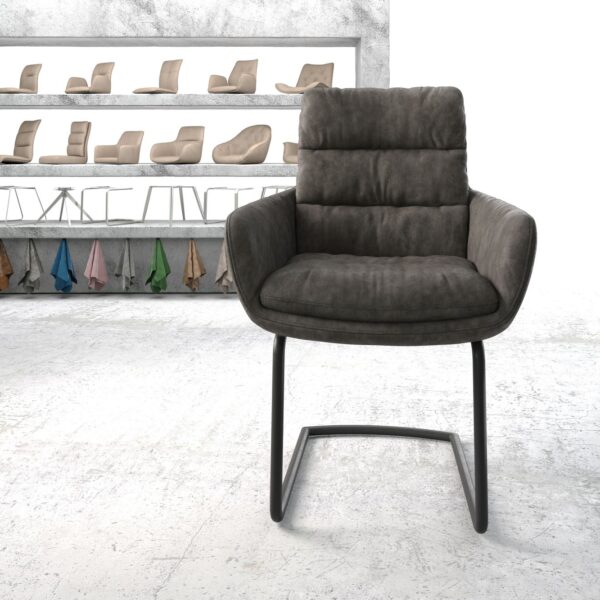 Jídelní židle Abelia-Flex s područkami Anthracite Vintage Cantilever Round Černá