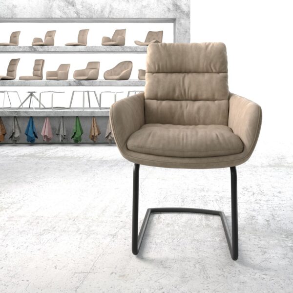 Jídelní židle Abelia-Flex s područkami Béžová Vintage Cantilever Round Černá
