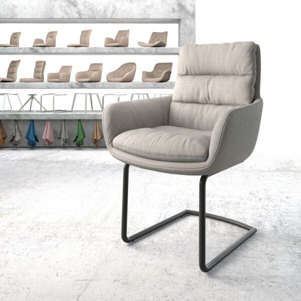 Jídelní židle Abelia-Flex s područkami Stripes Světle Šedá Cantilever Round Černá