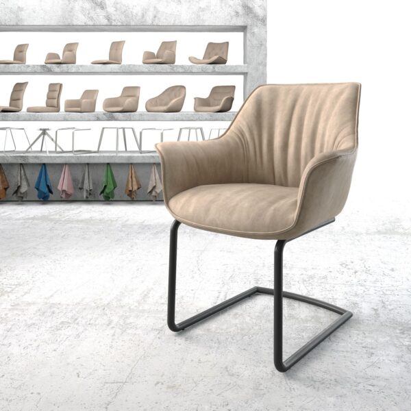 Jídelní židle Keila-Flex s područkami Béžová Vintage Cantilever Round Černá