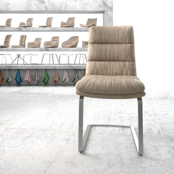 Jídelní židle Abelia-Flex Béžová Vintage Cantilever Flat Nerezová Ocel