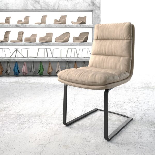 Jídelní židle Abelia-Flex Béžová Vintage Cantilever Flat Černá