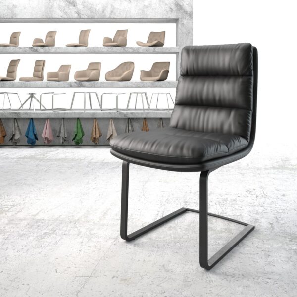 Jídelní židle Abelia-FlexPravá Kůže Černá Cantilever Flat Černá
