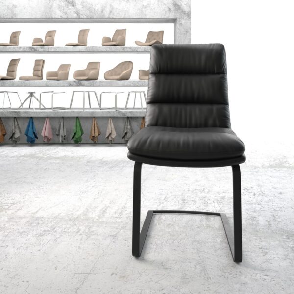 Jídelní židle Abelia-FlexPravá Kůže Černá Cantilever Flat Černá
