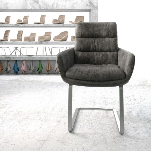 Jídelní židle Abelia-Flex s područkami Šedá Vintage Cantilever Flat Nerezová Ocel