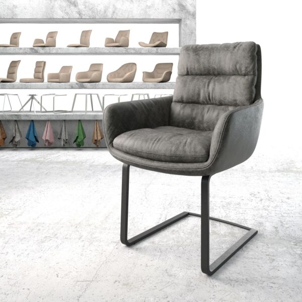 Jídelní židle Abelia-Flex s područkami Šedá Vintage Cantilever Flat Černá
