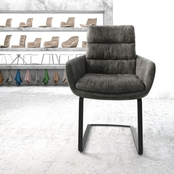 Jídelní židle Abelia-Flex s područkami Šedá Vintage Cantilever Flat Černá