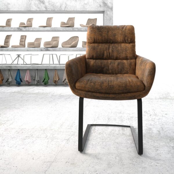 Jídelní židle Abelia-Flex s područkami Hnědá Vintage Cantilever Flat Černá