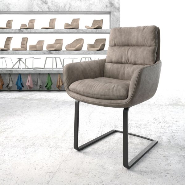 Jídelní židle Abelia-Flex s područkami Taupe Vintage Cantilever Flat Černá