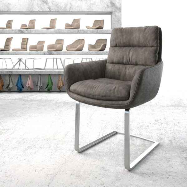 Jídelní židle Abelia-Flex s područkami antracit Vintage Cantilever Flat Nerezová Ocel