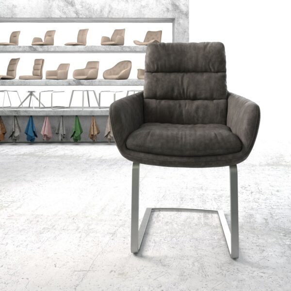 Jídelní židle Abelia-Flex s područkami antracit Vintage Cantilever Flat Nerezová Ocel