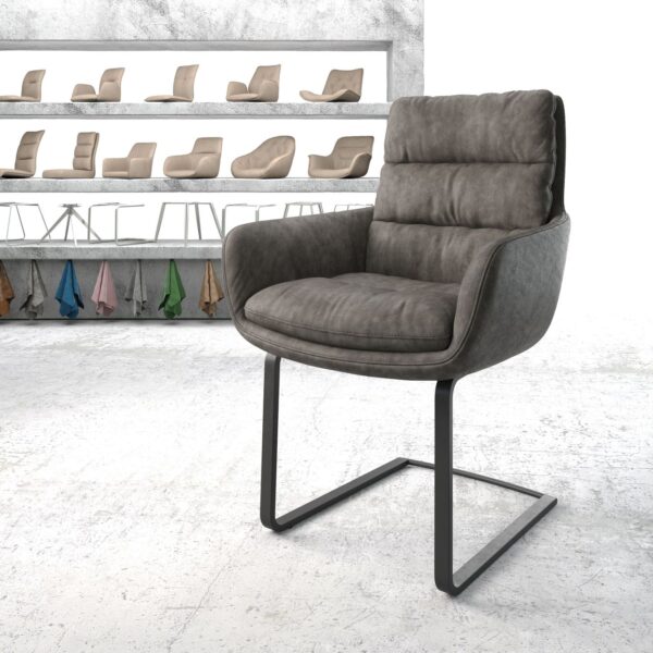 Jídelní židle Abelia-Flex s područkami antracit Vintage Cantilever Flat Černá