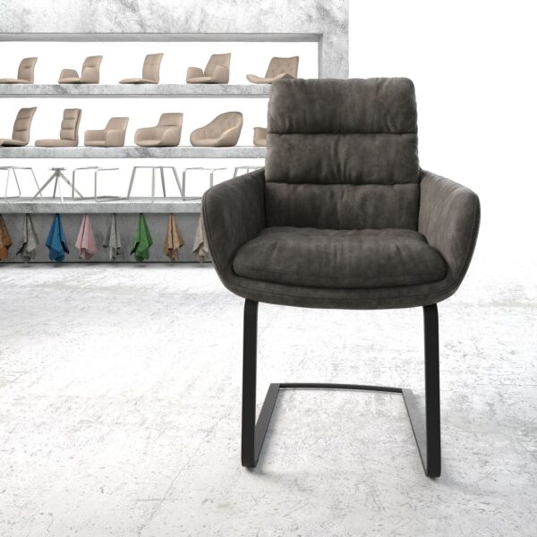 Jídelní židle Abelia-Flex s područkami antracit Vintage Cantilever Flat Černá