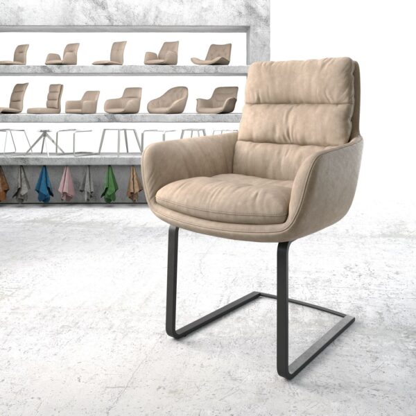 Jídelní židle Abelia-Flex s područkami Béžová Vintage Cantilever Flat Černá