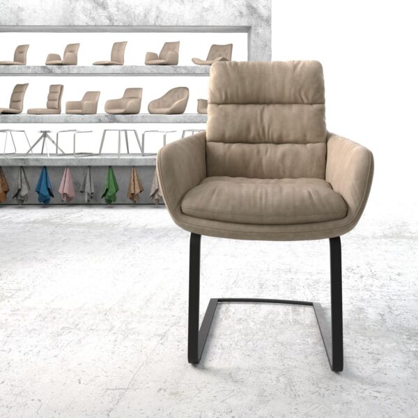 Jídelní židle Abelia-Flex s područkami Béžová Vintage Cantilever Flat Černá